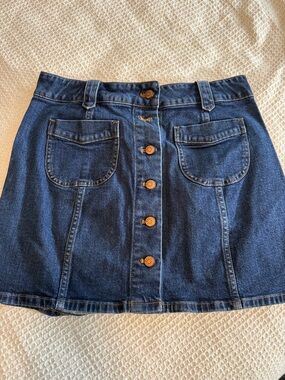 Madewell Dark Blue Denim Button-Front Mini Skirt